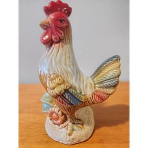 French Farmhouse Figural Pottery Ceramic Rooster Figurine Home Decor